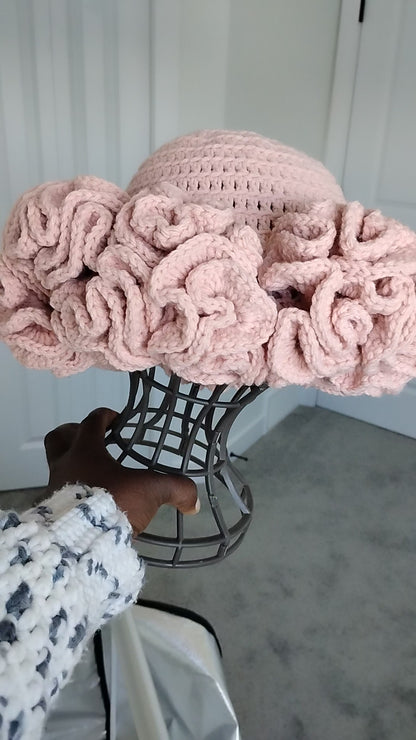 handmade crochet ruffles hat - Stylish warm and cozy winter hat