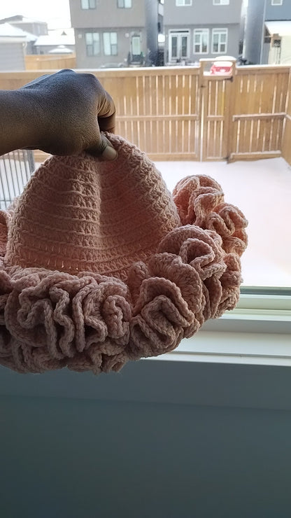 handmade crochet ruffles hat - Stylish warm and cozy winter hat