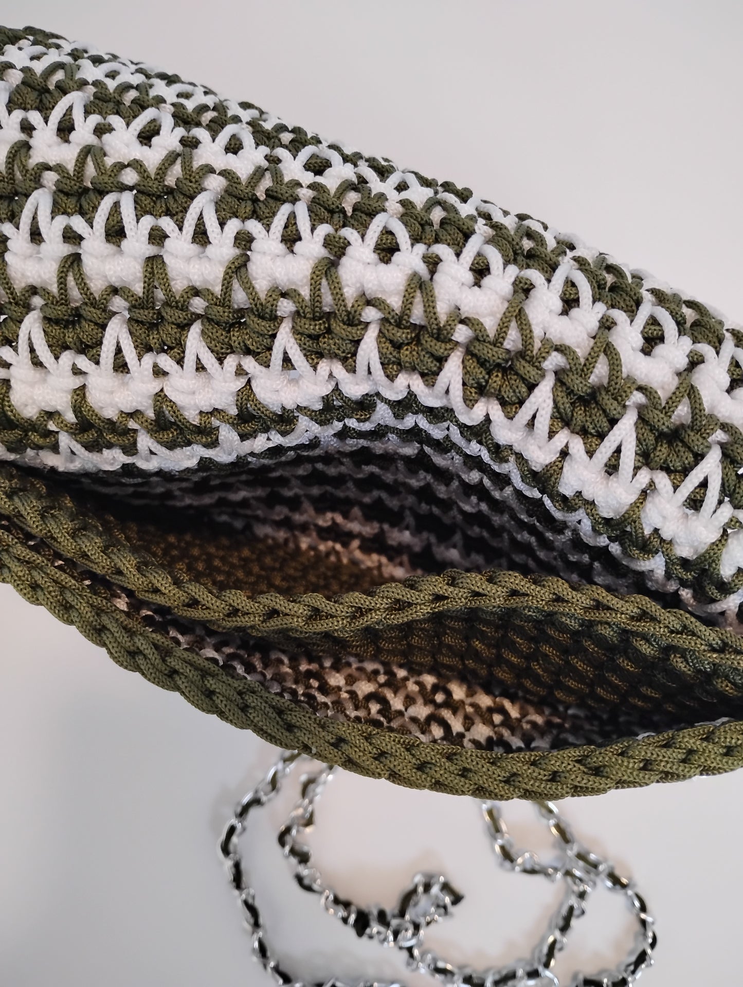 Vintage Old Style Pochette Bag showing cozy lightweight crochet pattern and easy-to-use design.